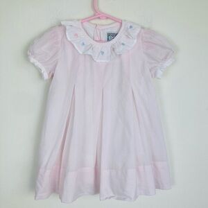 Christian Elizabeth & Co. pale pink dress w/pastel heart embroidered collar. 2T
